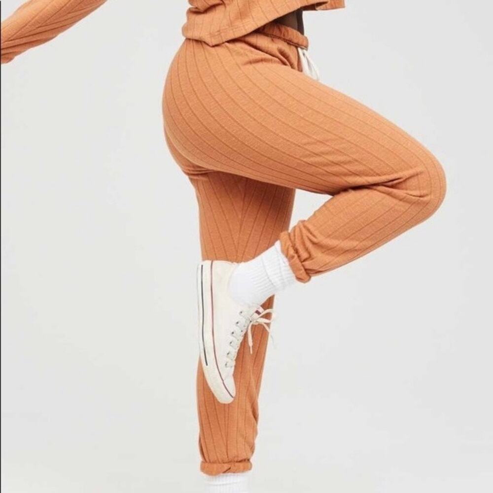 Aerie Offline Orange Brown Cozy Class Fold Over Jogger Sz.M NWT